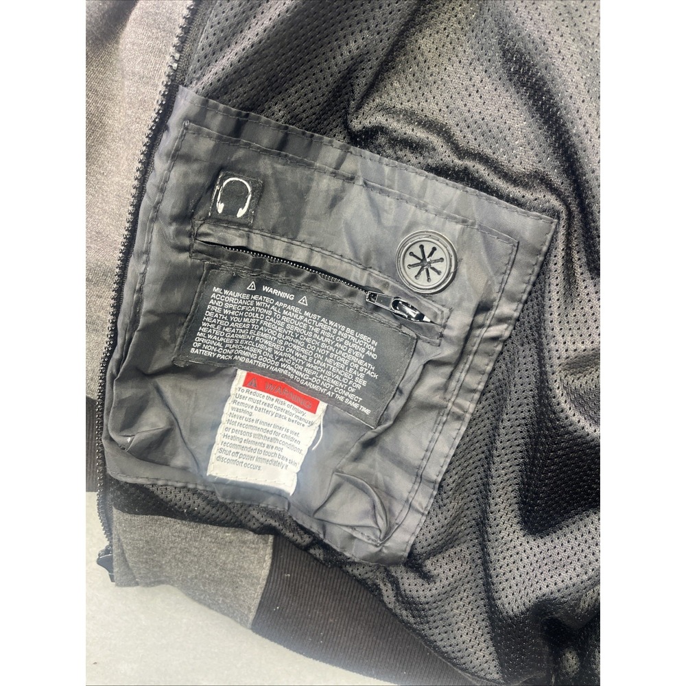Milwaukee Leather Jacket Hood Women L Black Platinum Heated Hoodie Battery Pack - Picture 10 of 16